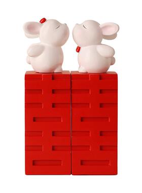 贝汉新物婚婚美庆用品创意结25051025婚礼精萌兔喜字对章摆件节日