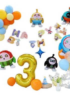 蛋主QHG题卡生日派对布置儿装饰童10通周岁游戏仔氛围场景气球背