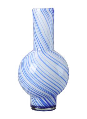 Betwest蓝色条瓶纹葫芦水培玻璃花摆件家居软装样板饰间sRX23-01
