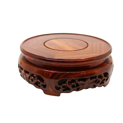 红木雕刻镂空工艺品摆件福寿桃雕花圆套五底座家居摆饰厂家