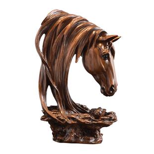 现代马头树脂工品摆件艺MT家居客厅关办玄公室动塑物头部雕装饰