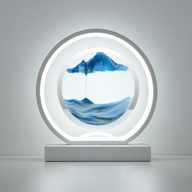 创意D山水流沙灯客厅摆件国风流沙画台灯新中式床头沙漏装饰台灯图片