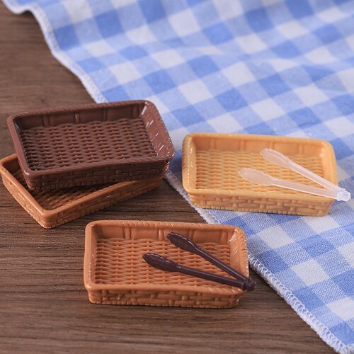dollhouse娃娃屋微缩模型摆件diy仿真迷你餐盘托盘面包盘树脂饰品