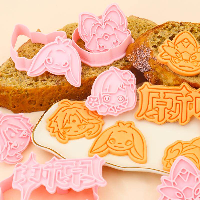 原神Q版钟离魈神子周边胡桃万叶饼干模具3D按压曲奇烘焙仿真工具