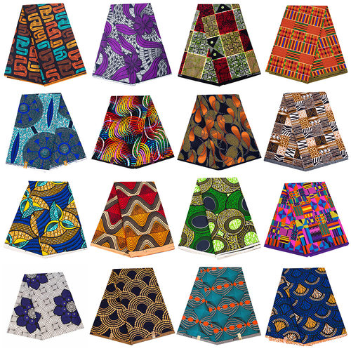 现货代发非洲蜡布双面涤纶几何印花面料african fabric外贸布料