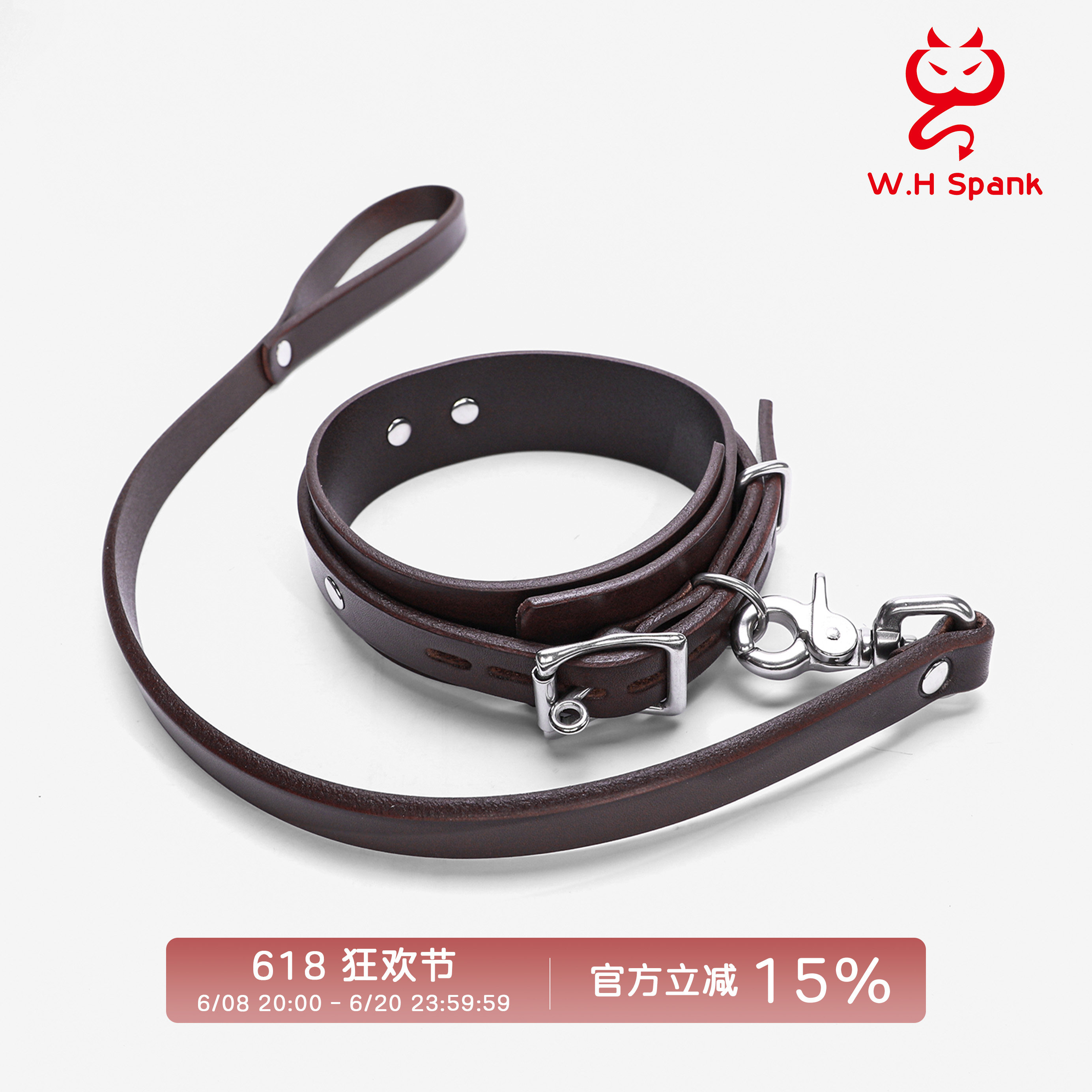 W.H Spank项圈皮质牵引链项链脖圈颈圈个性 - 实物图