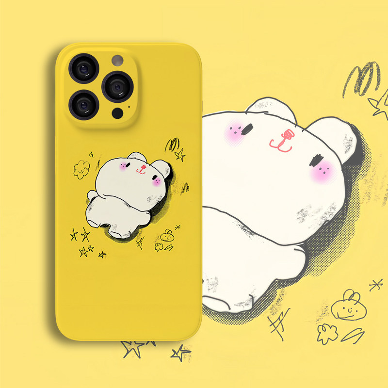 玩偶兔子手机壳适用iPhone15promax苹果14可爱13呆萌12少女心11黄色iqoo12荣耀magic6红米k70小米14三星s24硬