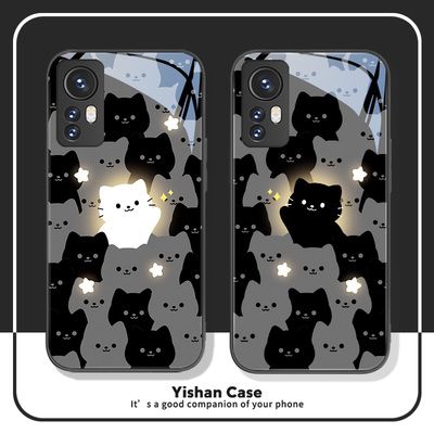 适用红米note12pro手机保护壳小米13pro新款12sultra情侣11pro茫茫人海10s遇见你k60黑色k50可爱猫咪k40液态
