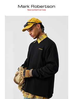 Mark Robertson25AW街头复古美式假两件t恤男女打底衫拼接卫衣