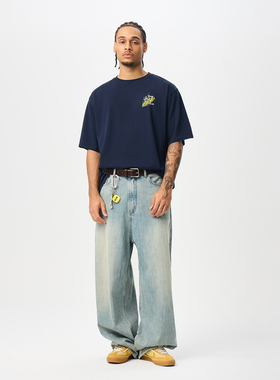 Mark Robertson2026新款牛仔裤潮流水洗蓝色春季美式宽松直筒长裤