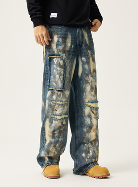 Mark Robertson26年春夏新款美式高街直筒牛仔裤水洗复古男生长裤