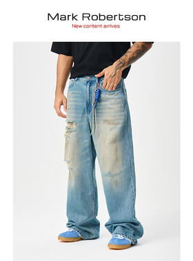 Mark Robertson2026新款牛仔裤男直筒潮流长裤美式宽松男装加厚女