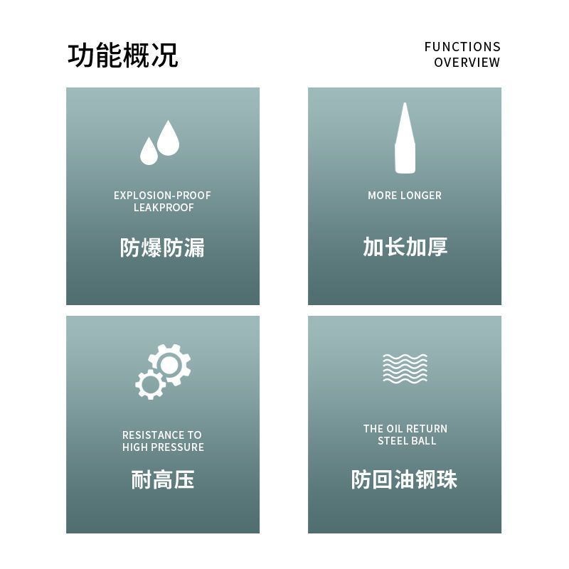 黄油枪硬管 硬杆平头尖嘴平嘴头注油软管黄油嘴尖头手动枪头通用
