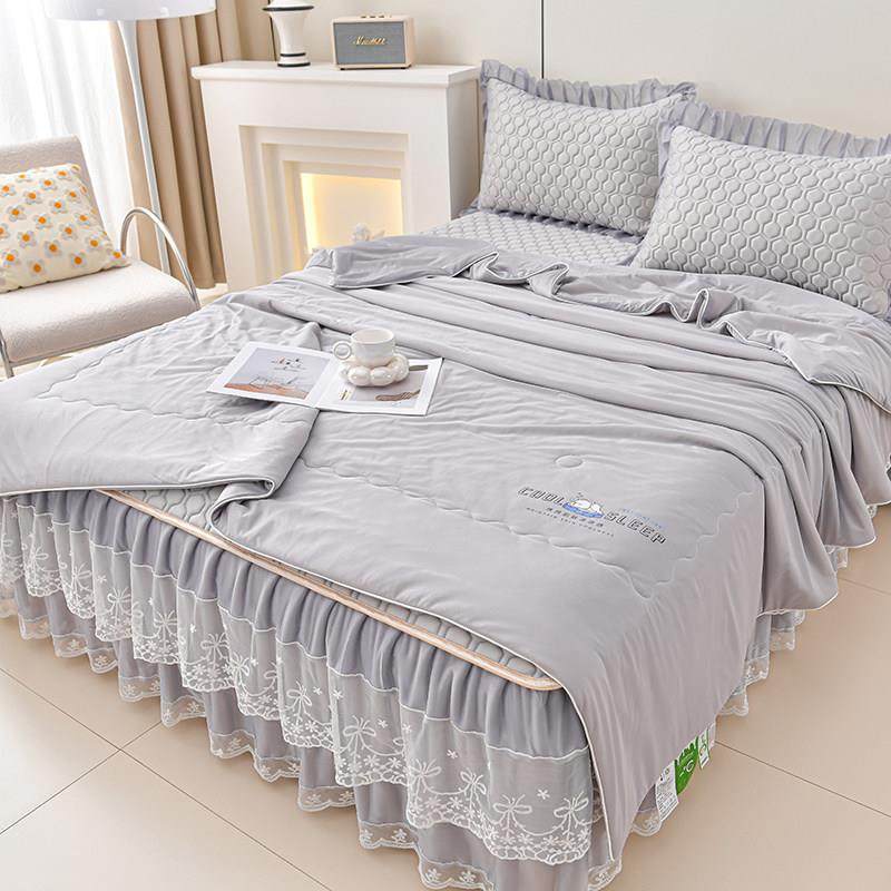 乳胶冰丝凉席三四件套夏天可机洗软床垫床上用品水洗空调凉席床裙