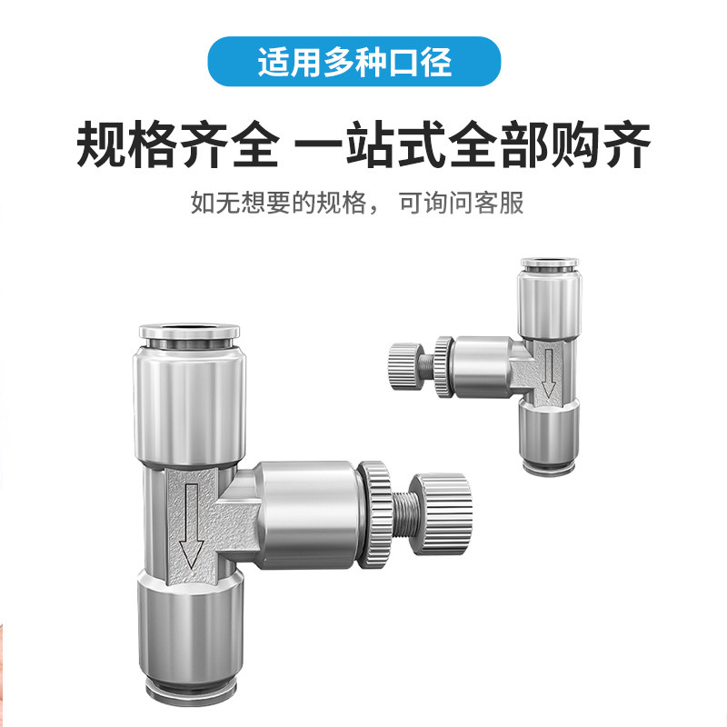 不锈钢快插气动调节接头限流阀LSA4 6 8 10 12 16mm管道式节流阀