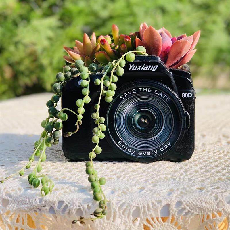 肉肉花盆照相机新款复古创意老物件造型独特异形小盆栽宿舍办公室