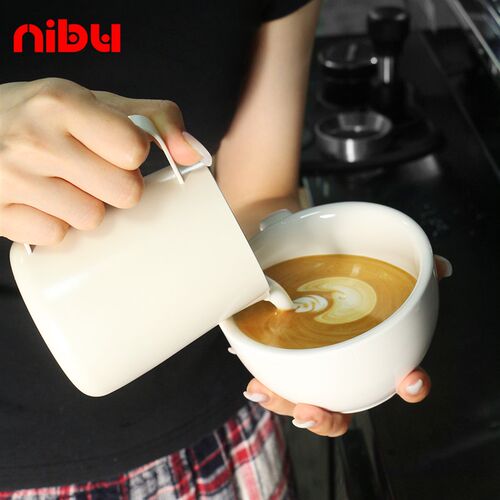nibu尼布拉花缸不锈钢304奶泡壶尖嘴杯600带刻度奶缸拉花缸奶泡杯