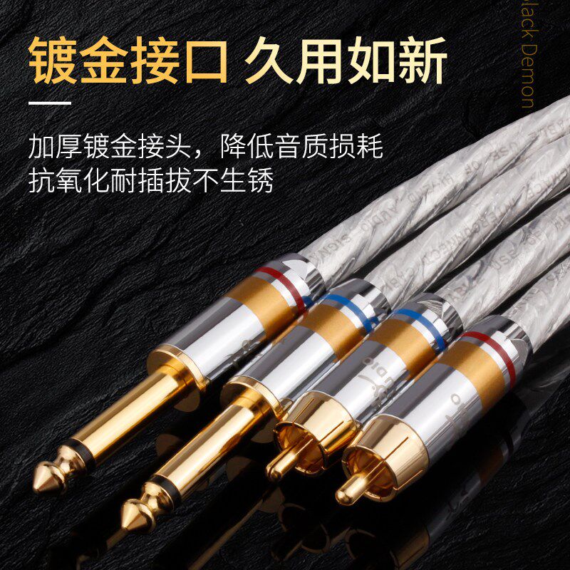 杨阳 发烧级音频线大二芯双6.5转双莲花头RCA转6.35调音台音频线