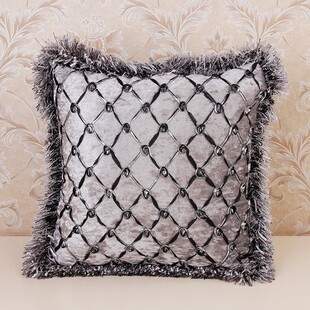 罗迪妮新款经典欧式靠垫流苏床头沙发靠垫抱枕靠枕含芯黑色大靠背