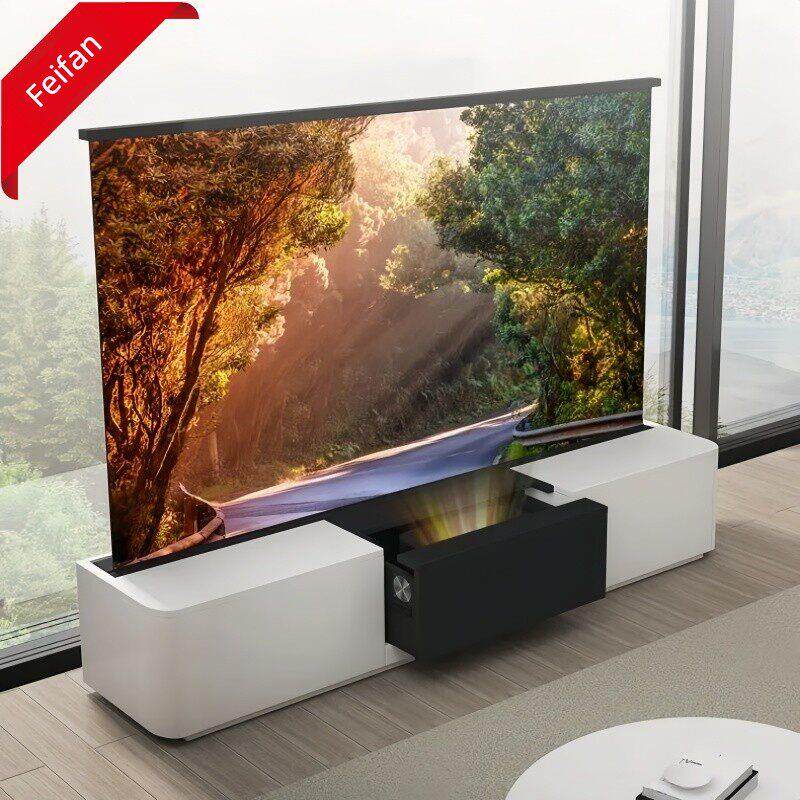 智能升降100-120地升幕寸激光电视柜电动隐藏柜自动伸缩电视柜