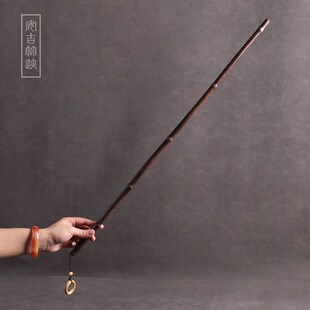 精选梅鹿竹戒尺天然竹根条收藏手把件家用实心竹教鞭紫竹学生指读