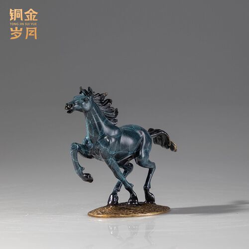 《一马当先》全黄铜马摆件工艺品书房办公室书柜博古架桌面装饰品