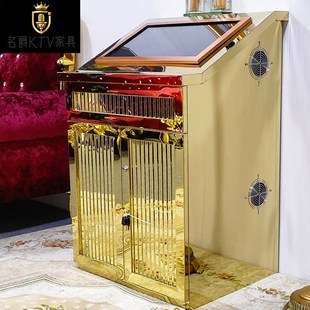 精选KTV斜面点歌柜子不锈钢嵌入式机柜包厢点歌台足浴K歌柜子定制