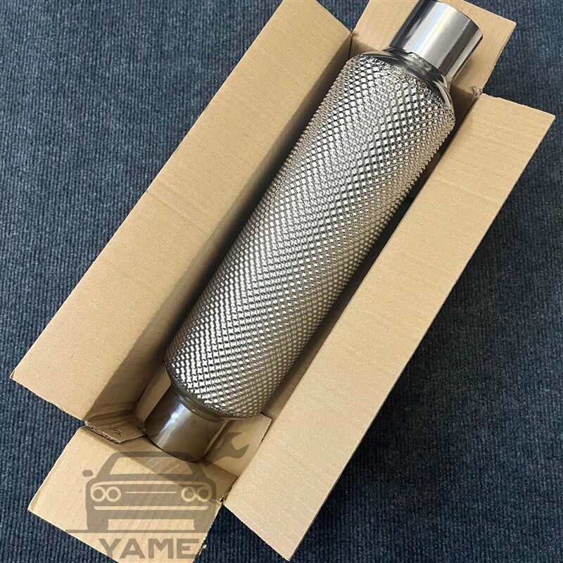 中段排气管通用隔热加长改装网芯直排直通消音器中鼓排气管焊接款