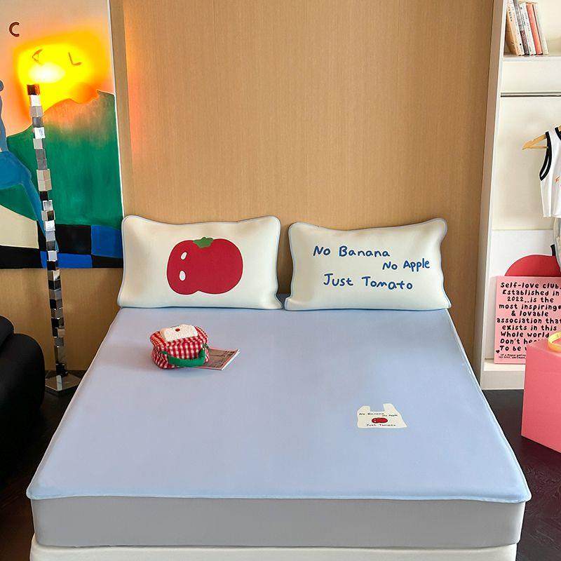 番茄口袋 冰纤维冰丝凉席凉感三件套高级简约机洗可爱卡通ins少女