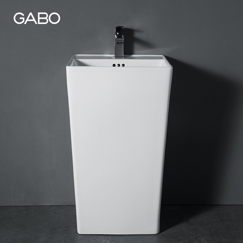 观博GABO 陶瓷立柱洗脸盆落地阳台洗手盆户外洗手台一体盆10320