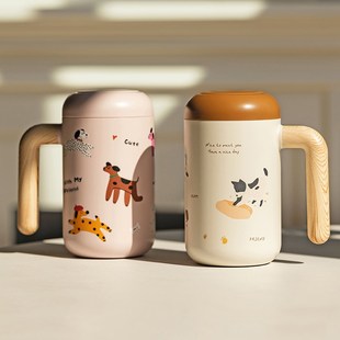 精选摩登主妇陶瓷内胆保温杯带手柄办公室水杯女2025新款家用泡茶