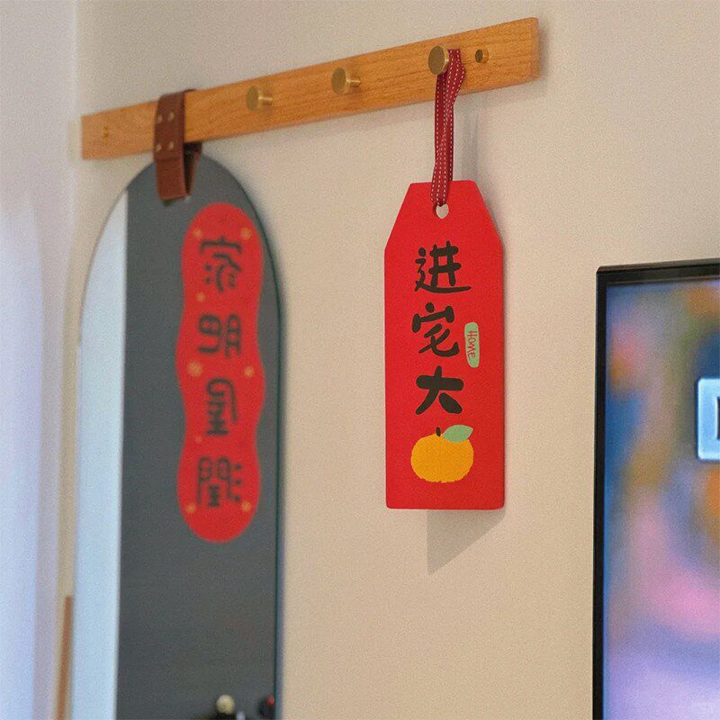 衣帽架一体全身镜贴墙悬挂穿衣镜卧室家用壁挂镜子玄关挂钩试衣镜