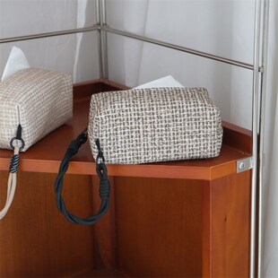 精选车载纸巾盒高级感汽车悬挂式系绑带纸巾袋布艺收纳家用高档抽