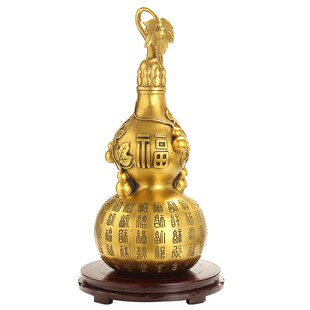 黄铜葫芦五帝钱挂件全铜开盖空心家居客厅酒柜胡芦工艺品摆件挂饰