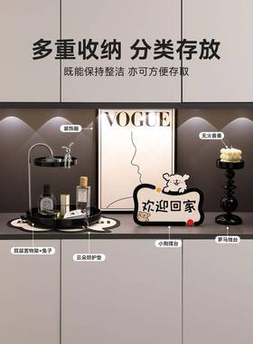 入户钥匙收纳玄HBH-黑色关摆约件轻架奢高厅档置物进门口现代简客