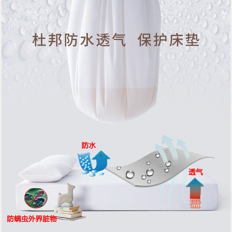 防水床笠单件防螨虫床罩隔尿透气床垫保护套天丝防尘1.8m可洗全包
