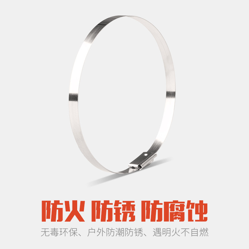 304不锈钢扎带19/20*300mm金属扎带电力标牌扎丝桥架自锁扎带