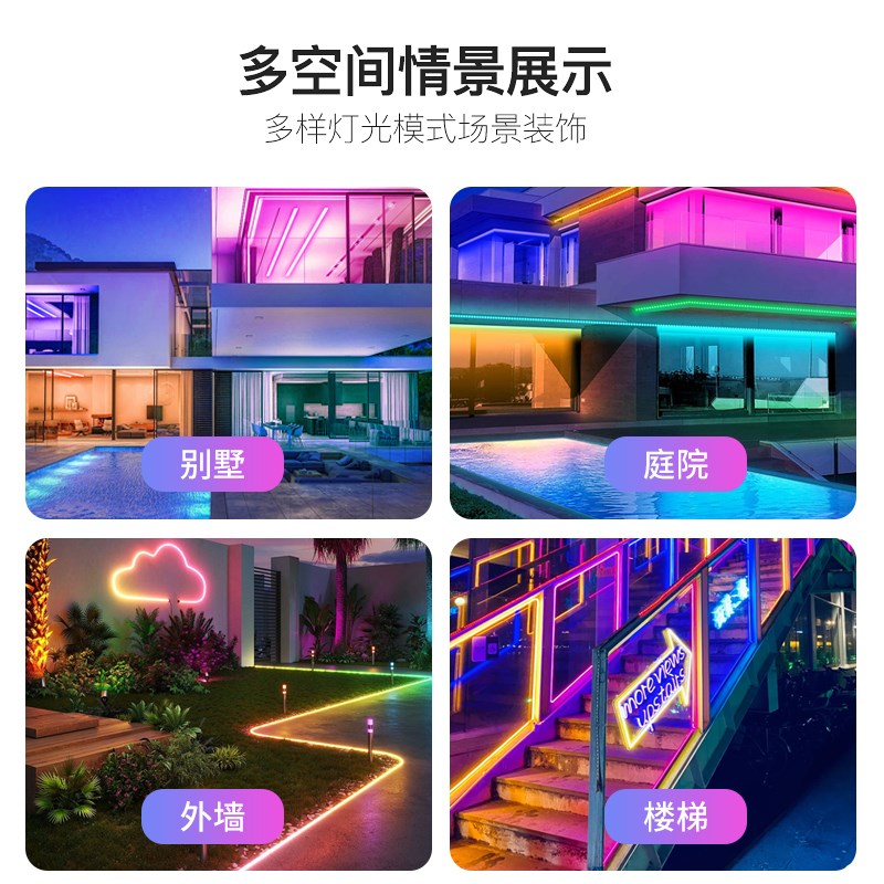 宽压台湾110v灯条智能幻彩流水LED24V灯带赛博城市户外防水线性灯