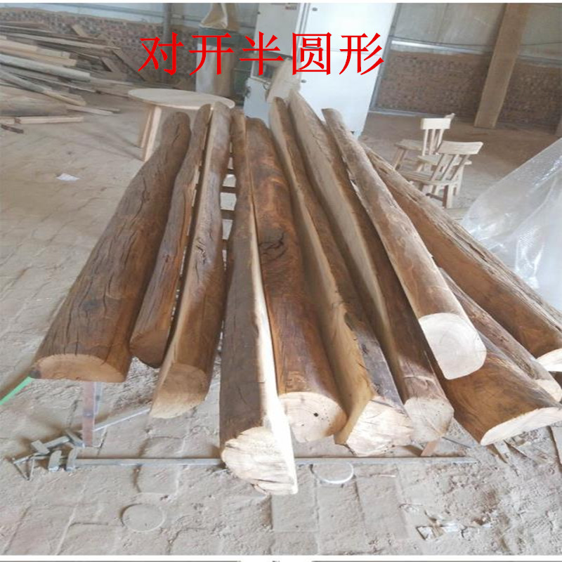 热销原木圆柱老榆木天然木头柱子家用隔断复古背景墙装饰玄关立柱