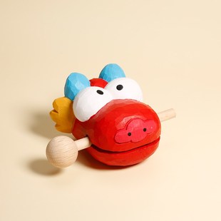 上班发疯摆件木鱼木雕龙头工位治愈情G绪电脑桌面摆件解压ins风