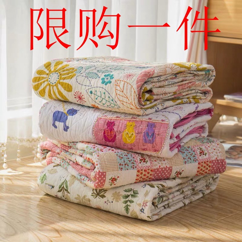 欧式纯棉绗缝床盖单件全棉衍缝被双人床I铺盖夹棉加厚床单床罩炕