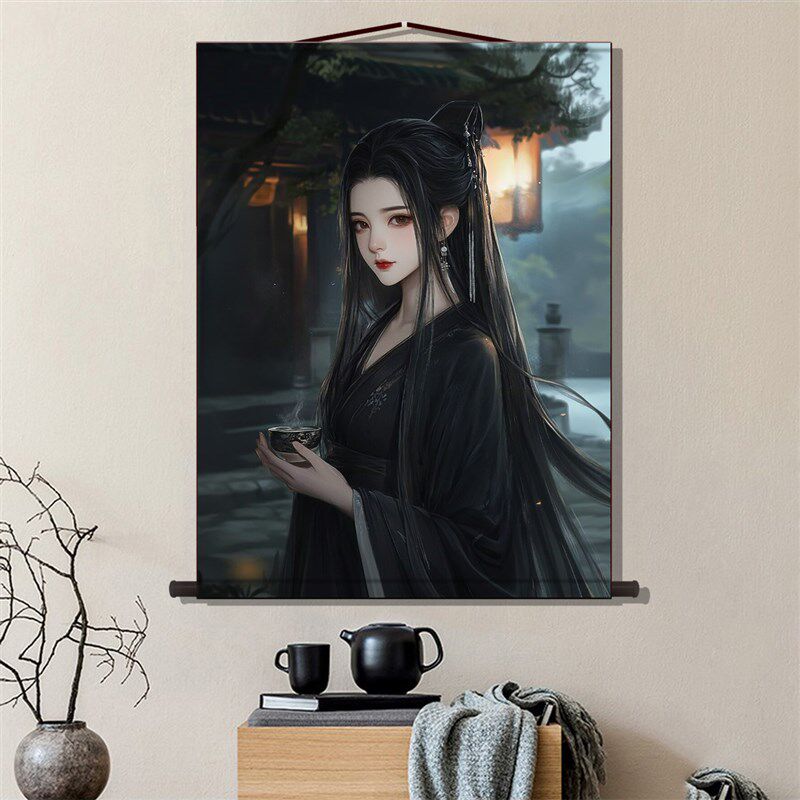 热销孟婆c娘娘画像挂画忘川河奈何桥孟婆中式神话人物水陆画摆件