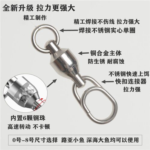热销路亚轴承f别针八字环连接器不锈钢高速转环船钓大物快扣海钓