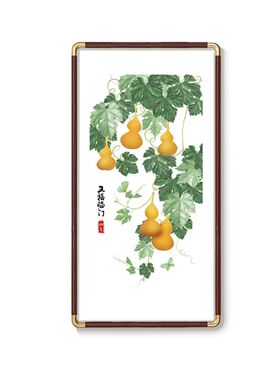 热销五福临门入户葫芦图玄关餐厅装饰中式20M25新款沙发背景墙书