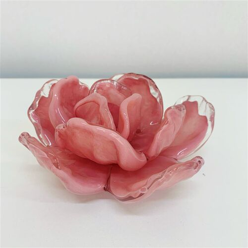 热销粉色现代简约创意琉璃莲花瓶摆件家I居客厅玄关桌面软装饰品