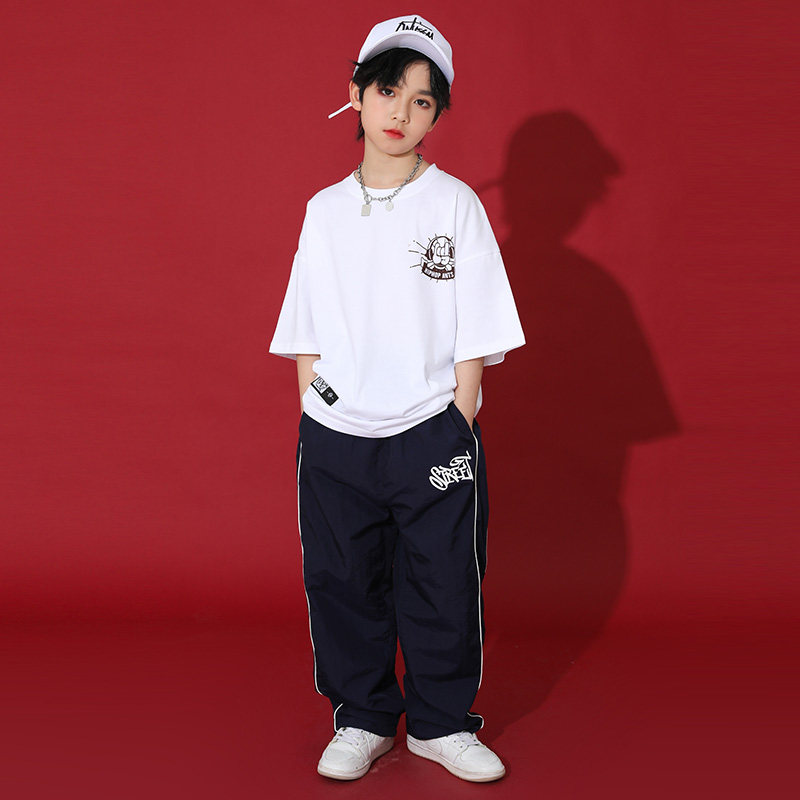 儿童街舞潮服套装j男童嘻哈帅气短袖幼儿hiphop女童街舞演出服潮