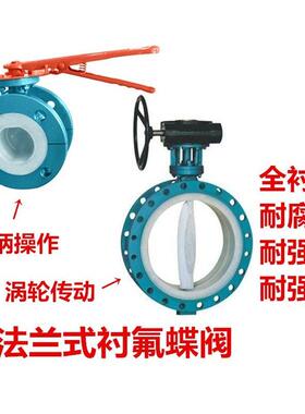 速发铸钢衬耐蝶法兰式衬氟氟阀D41F46-16C耐腐蚀四酸碱蜗轮传动涡