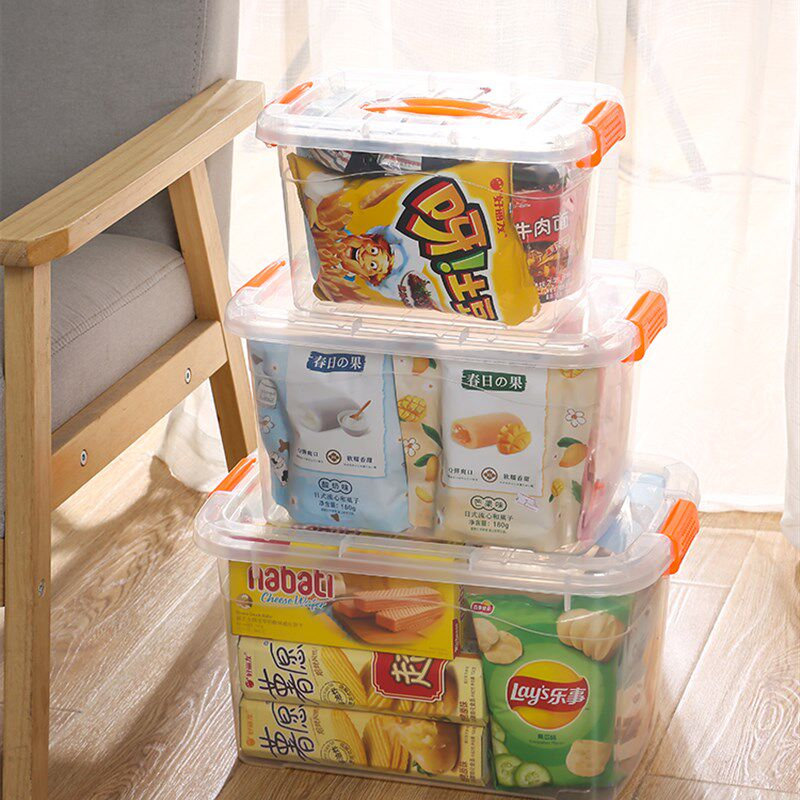 速发手提有食收盒箱塑料小号药箱零盖透明收纳纳装玩具积木整理箱