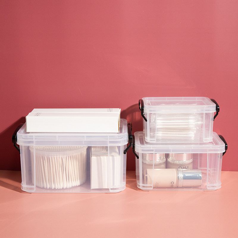 速发理你收纳箱小号透明针线收纳盒带盖小型桌整杂物面迷储物盒子