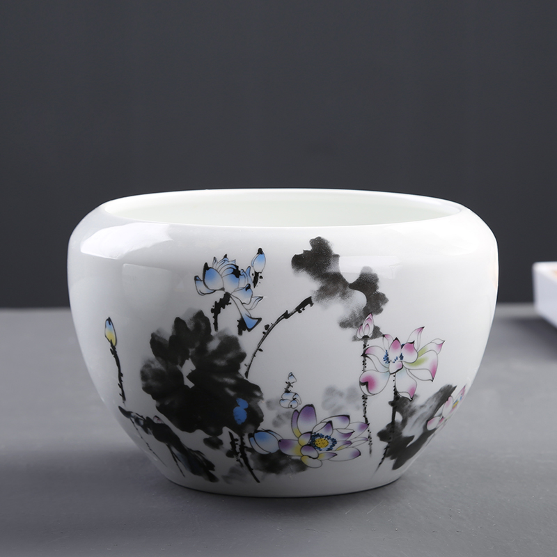 速发碗绿盆水养荷花缸睡莲盆草号铜钱大莲萝水培花盆无孔陶瓷